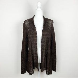 Eileen Fisher Brown Size 1X Open Knit Open Front Cardigan